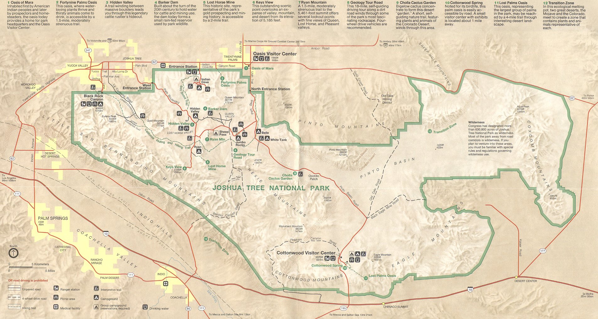 Carte Plan Joshua Tree National Park