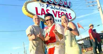 Mariage d'Elvis avec photos de l'enseigne de Las Vegas